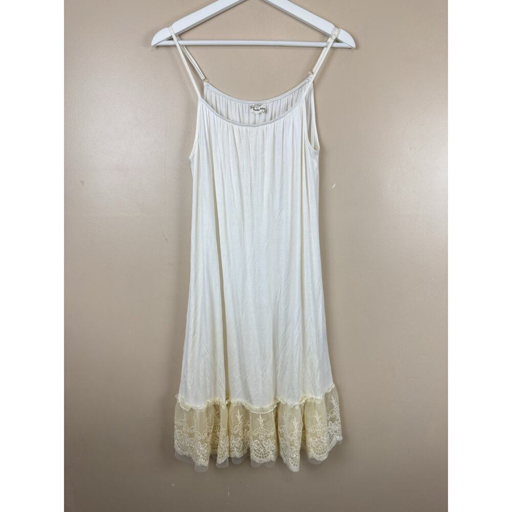 Southern Stitch Slip Dress Extender Cream Lace Embroidered Layering Boho Size L